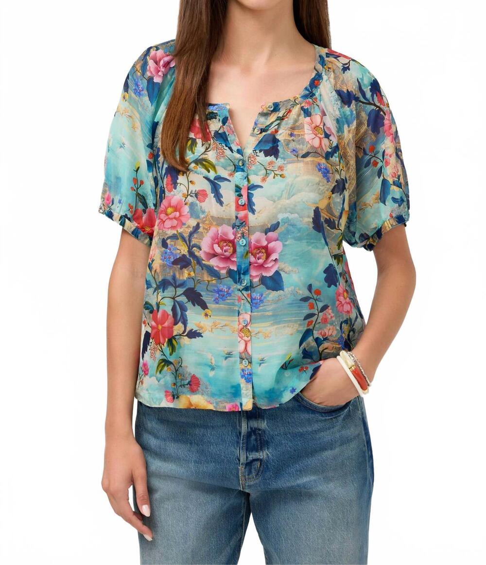 NEW JOHNNY WAS avah button down shirt in chemis scarf